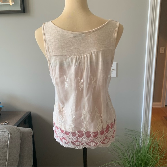 Haute Monde Ivory Lace Embroidered Tank Top Sz M - Picture 2 of 5